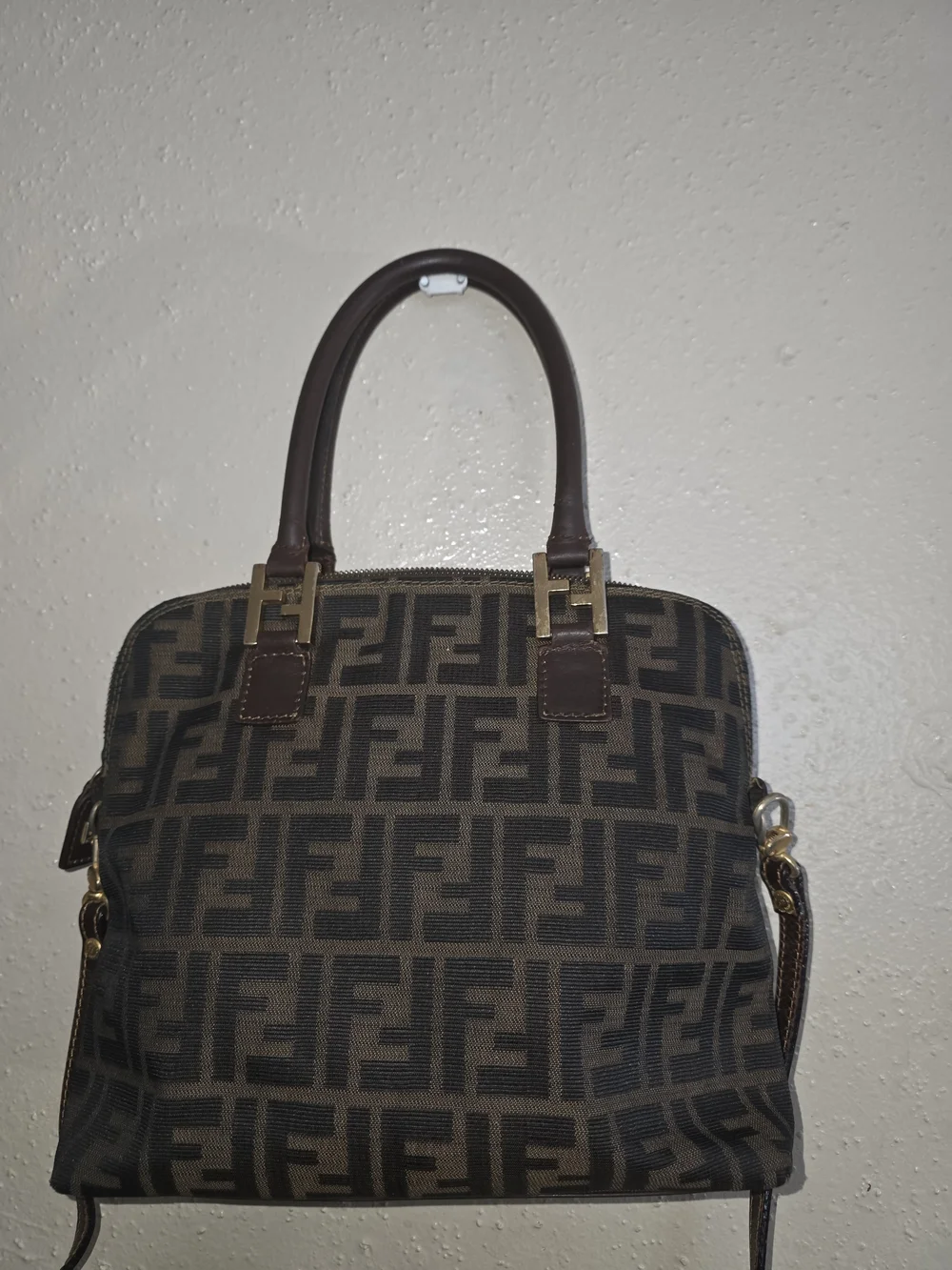 Fendi Brown Zucca Canvas Top-Handle Bag - Picture 9 of 10